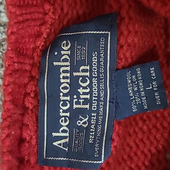 Vintage 90s y2k Abercrombie & Fitch lambswool chunky knit cozy Christmas sweater - Picture 4 of 5